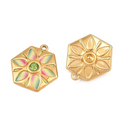 304 Stainless Steel Enamel & Rhinestone Pendants STAS-G398-26G-02-1