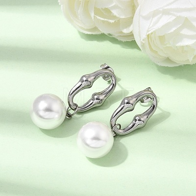 304 Stainless Steel Stud Dangle Earrings EJEW-E618-01P-1