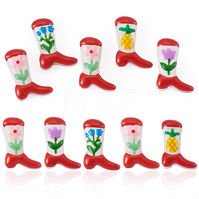 5Pcs Boot Baking Paint Glass Enamel  Beads LAMP-TADJ0001-08-1