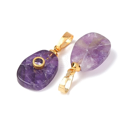 Natural Amethyst Pendants G-P628-02G-06-1