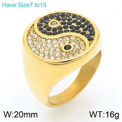 304 Stainless Steel Cubic Zirconia Finger Rings for Men FS-WG9BEFD-01-1