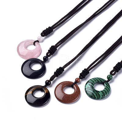 Natural & Synthetic Gemstone Pendant Necklaces NJEW-E149-1