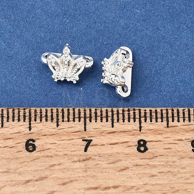 Brass Micro Pave Clear Cubic Zirconia 2-Loop Crown Spacer Bars KK-C258-16S-1