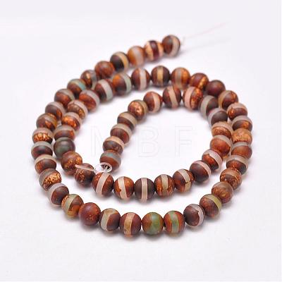 Natural Tibetan Style dZi Beads Strands G-P229-A-07J-6mm-1