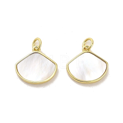 Brass Pave Shell Shell Shape Charms with Jump Ring KK-K365-08D-G-1