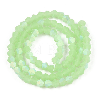 Imitation Jade Bicone Frosted Glass Bead Strands GLAA-F029-JM4mm-A01-1