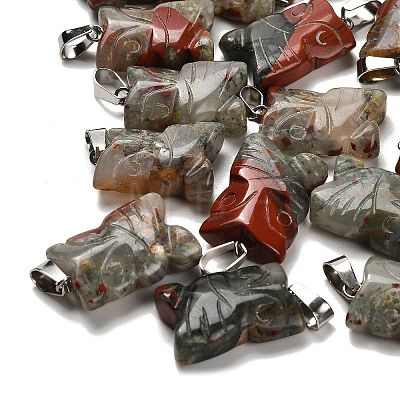 Natural African Bloodstone Pendants G-B127-09P-05-1