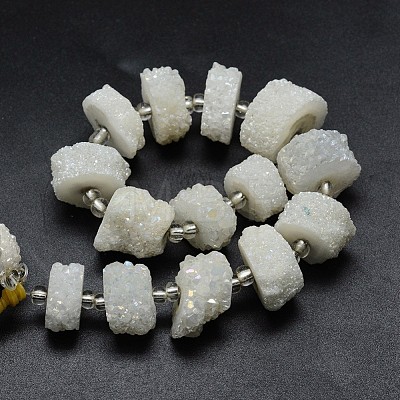 Natural Druzy Quartz Crystal Beads Strands G-F582-B12-1
