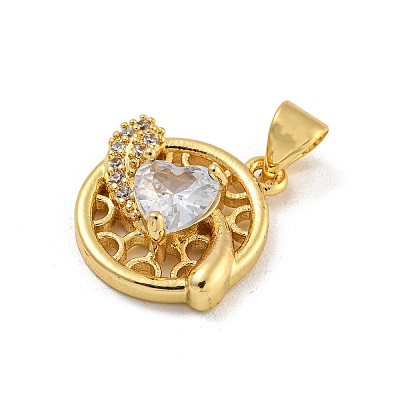 Rack Plating Brass Micro Pave Cubic Zirconia Pendants KK-G513-23A-02G-1