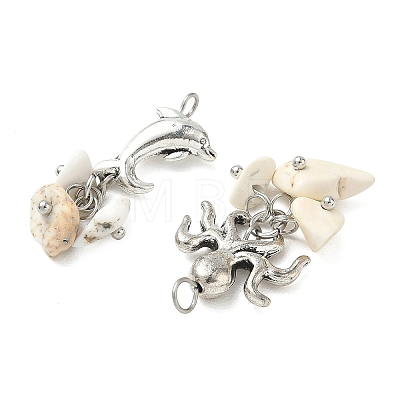 14Pcs 7 Styles Sea Animals Alloy Pendants PALLOY-JF05522-01-1
