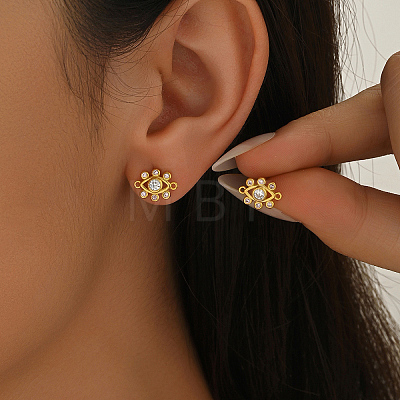 Brass Flower Stud Earrings MI5248-1