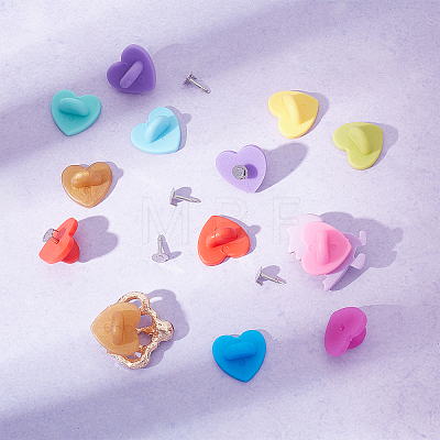 150Pcs 10 Colors Plastic Heart Lapel Pin Backs FIND-CA0005-35-1