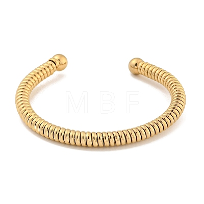 Ion Plating(IP) Telephone Wire Style 304 Stainless Steel Cuff Bangles BJEW-P331-05G-1