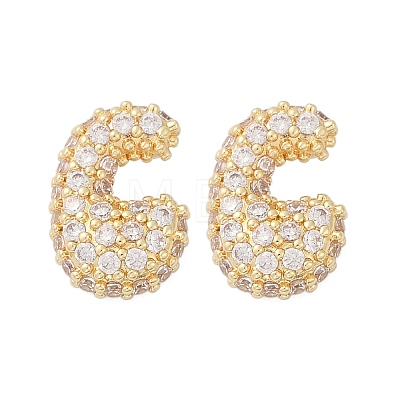 Brass Micro Pave Cubic Zirconia Stud Earrings EJEW-Z091-04G-C-1