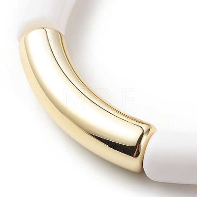 Acrylic Curved Tube Beaded Stretch Bracelet for Women BJEW-JB08439-01-1