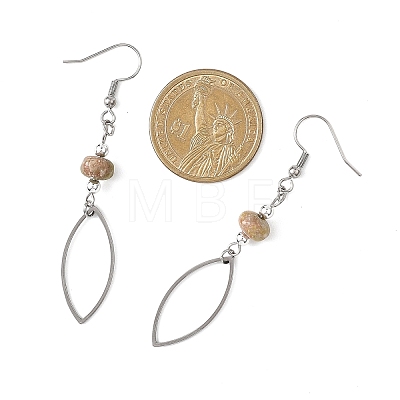 Natural Mixed Stone Horse Eye Dangle Earrings EJEW-JE06814-1