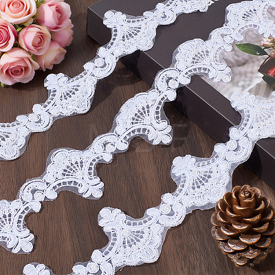 5Yards Polyester Flower Lace Ribbon OCOR-NB0002-82A-1