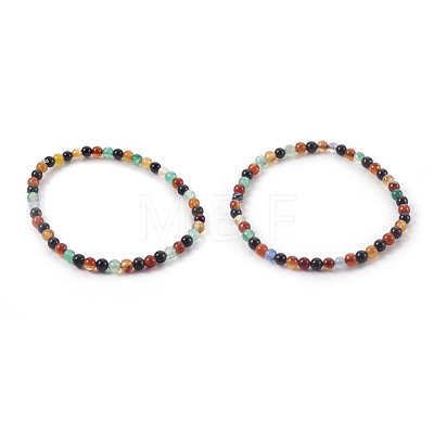 Natural Color Agate Beads Stretch Bracelets BJEW-JB04015-02-1