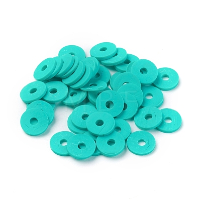 Flat Round Eco-Friendly Handmade Polymer Clay Beads CLAY-R067-8.0mm-34-1