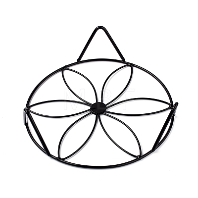  3Pcs 3 Colors Flat Round with Flower Pattern Iron Display Decorations AJEW-NB0002-99-1