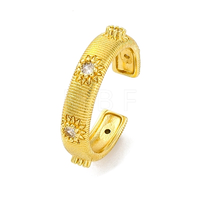 Brass Micro Pave Clear Cubic Zirconia Cuff Rings for Women RJEW-Q009-11G-1