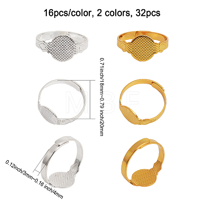 32Pcs 2 Colors Adjustable Brass Finger Rings Components KK-CA0002-37-1