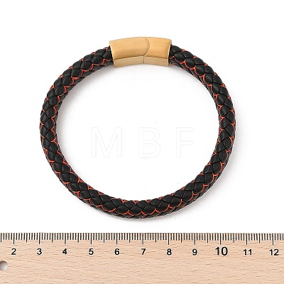 Ion Plating(IP) Braided Microfiber Leather Cord Bracelets for Men BJEW-Z081-14G-1