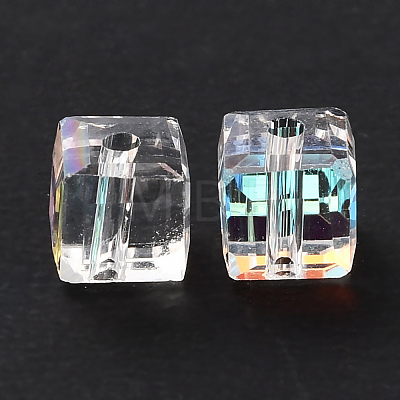 Transparent Square Faceted Glass Beads GLAA-C013-02-1