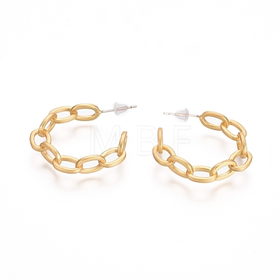 Semicircular Brass Cable Chain Stud Earrings EJEW-E196-07MG-1