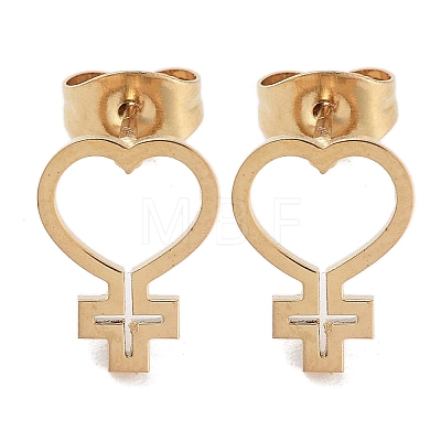 Vacuum Plating 304 Stainless Steel Stud Earrings for Women EJEW-A048-24G-1