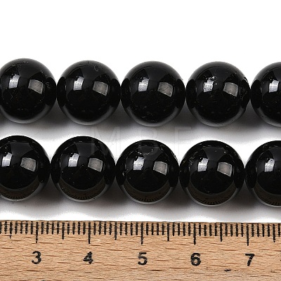 Natural Black Tourmaline Beads Strands G-E444-27-12mm-1