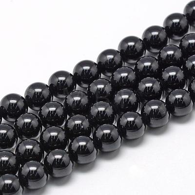 Natural Black Tourmaline Beads Strands G-R446-12mm-19-1