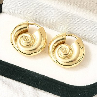 Rack Plating Spiral Shell Brass Hoop Earrings EJEW-H143-22G-1