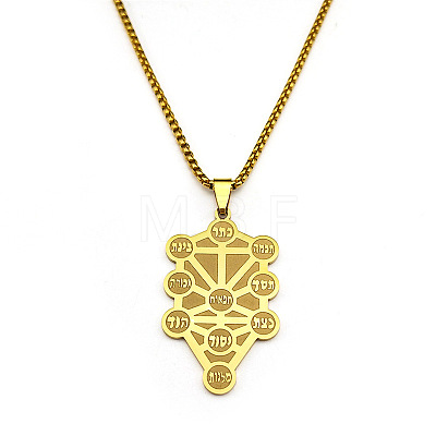 304 Stainless Steel Spiritual Tree of Life Pendant Necklaces FS-WGDE3A4-02-1