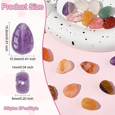 16Pcs 8 Styles Natural Agate & Amethyst & Topaz Jade & Green Aventurine & Red Agate & Tiger Eye & White Agate G-CJ0001-80-1