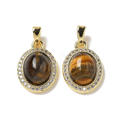 Natural Tiger Eye Pendants KK-R210-24G-1