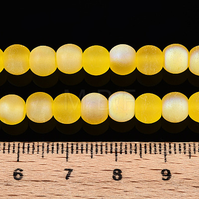 Frosted Transparent Glass Beads Strands GLAA-T032-T6mm-MBB11-1