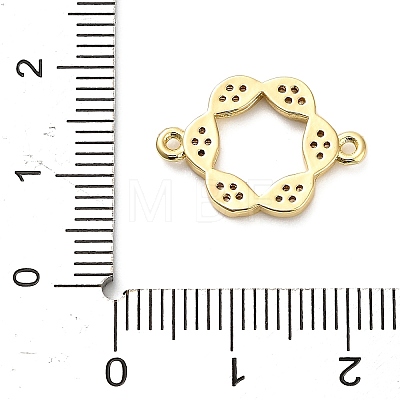 Brass Micro Pave Clear Cubic Zirconia Hollow Flower Connector Charms KK-L229-058G-1