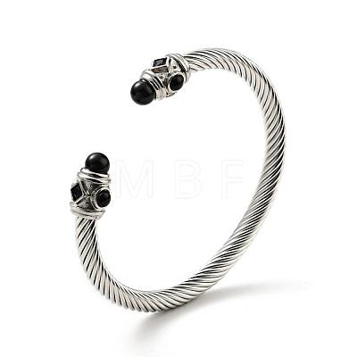 304 Stainless Steel Twist Rope Shape Open Cuff Bangle BJEW-D449-02P-03-1