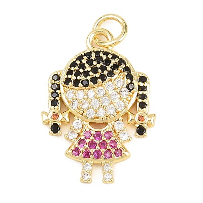 Brass Micro Pave Cubic Zirconia Pendants KK-D258-36G-03-1