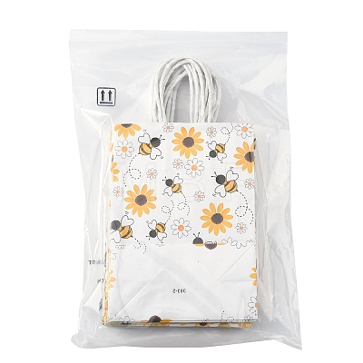 12Pcs 6 Colors Bees Theme Rectangle Paper Bags CARB-FS0001-08-1