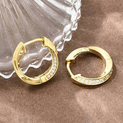 Brass Micro Pave Cubic Zirconia Hoop Earrings KK-CBAD104-04G-E-1