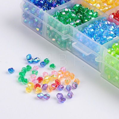 Ten Color Boxed Eco-Friendly AB Color Plated Transparent Acrylic Beads MACR-X0019-4mm-01-1