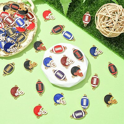60Pcs 12 Styles Zinc Alloy Enamel Sport Connector Charms FIND-CJ0003-78-1