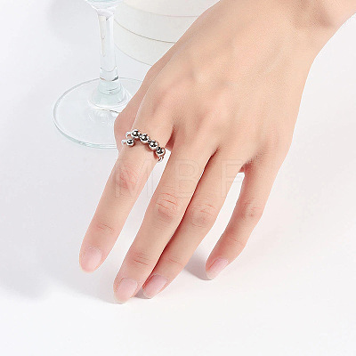 201 Stainless Steel Round Beaded Spinner Rings WG5F549-01-1