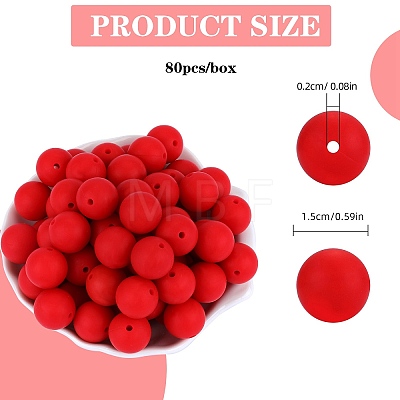 80Pcs Round Silicone Focal Beads SIL-SZ0001-24-14-1