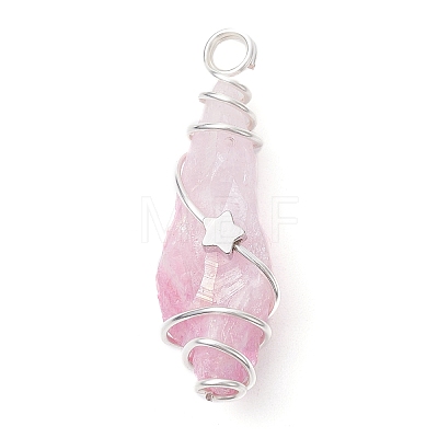 Electroplated Natural Quartz Crystal Dyed Copper Wire Wrapped Pendants PALLOY-JF02327-06-1