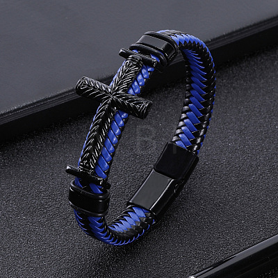 Artificial Leather Cord Braided Bracelets for Men FS-WGEBCD0-04-1