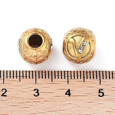 Ion Plating(IP) 304 Stainless Steel Rhinestone European Beads STAS-A092-10V-G-1