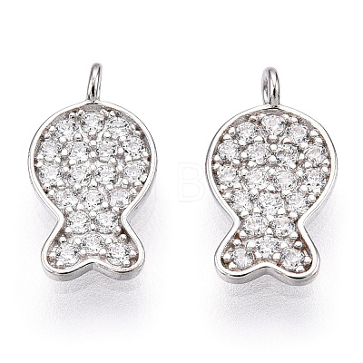 Rhodium Plated 925 Sterling Silver Micro Pave Cubic Zirconia Charms STER-T004-68P-1